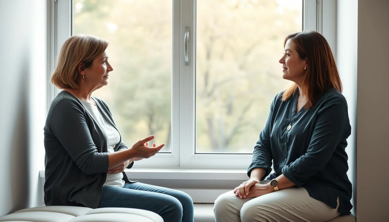 Counselor talking with a client