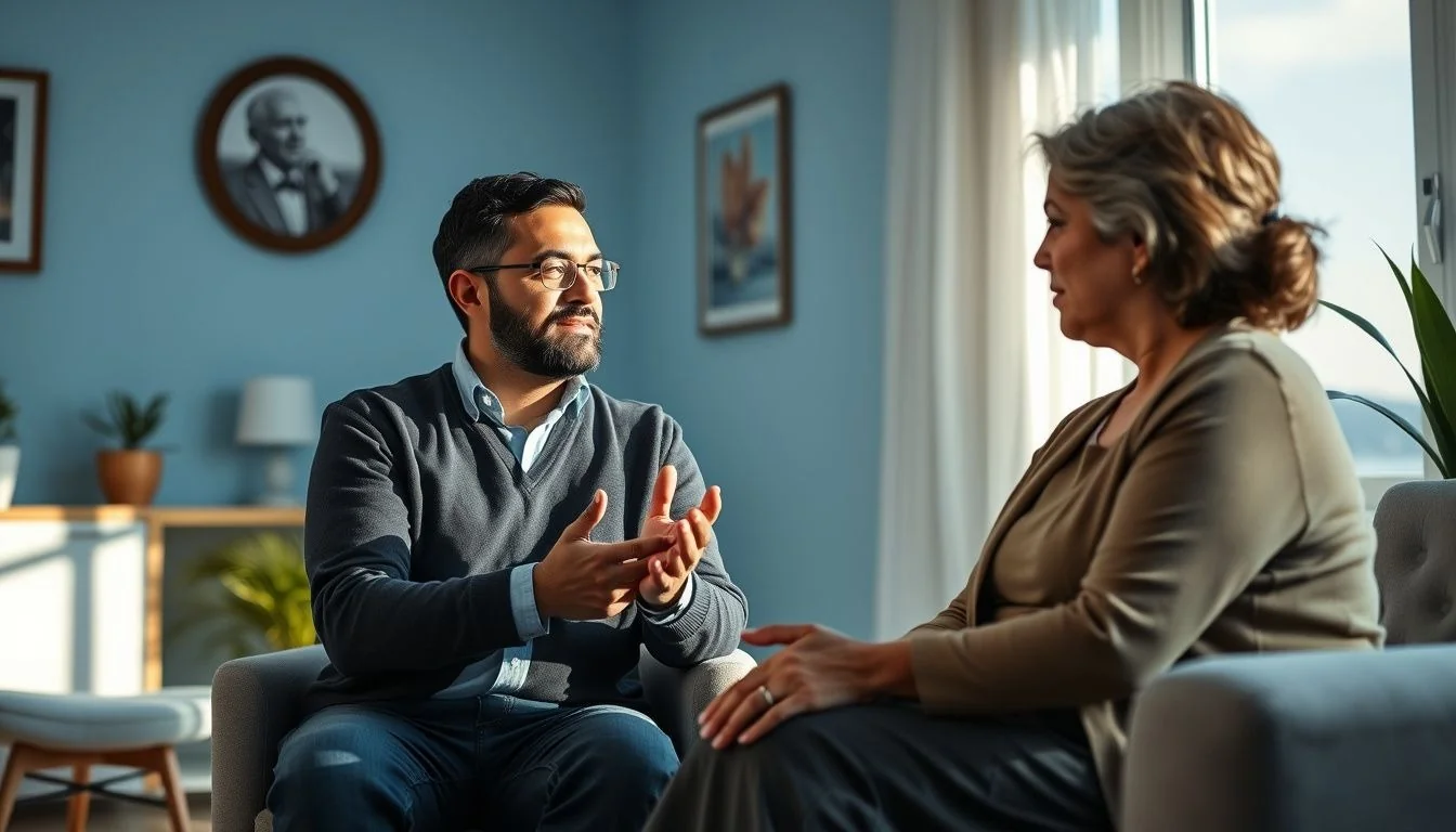 Counselor talking with a client
