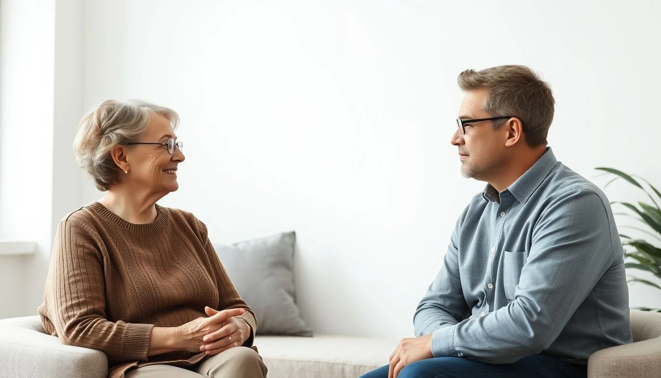 Counselor talking with a client